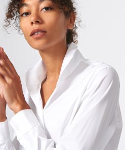 Ginna Box Pleat Shirt - White Stretch